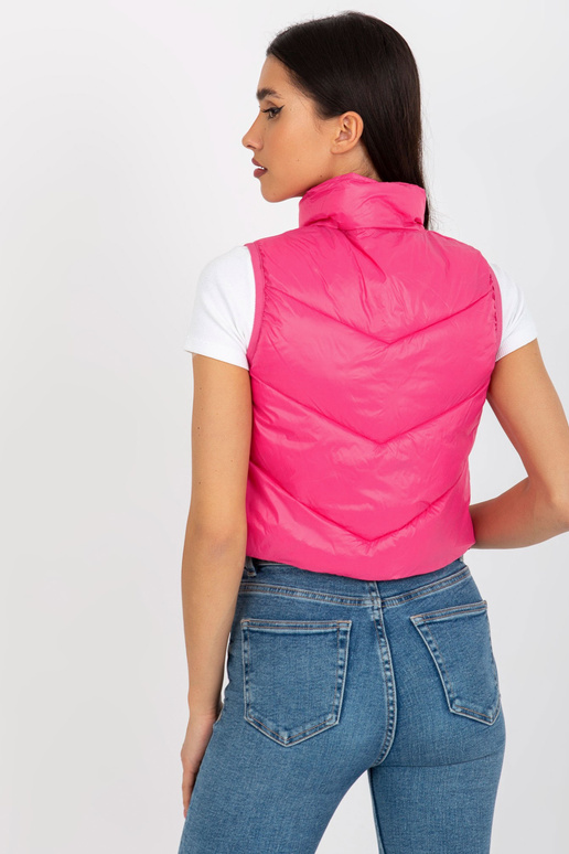 Rozā īsa stepēta veste ar kabatām