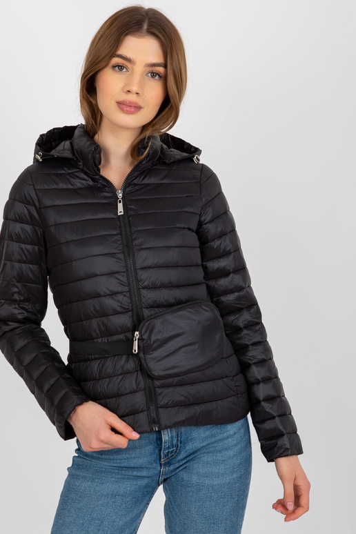 Melna pārejas stepēta jaka ar kapuci...