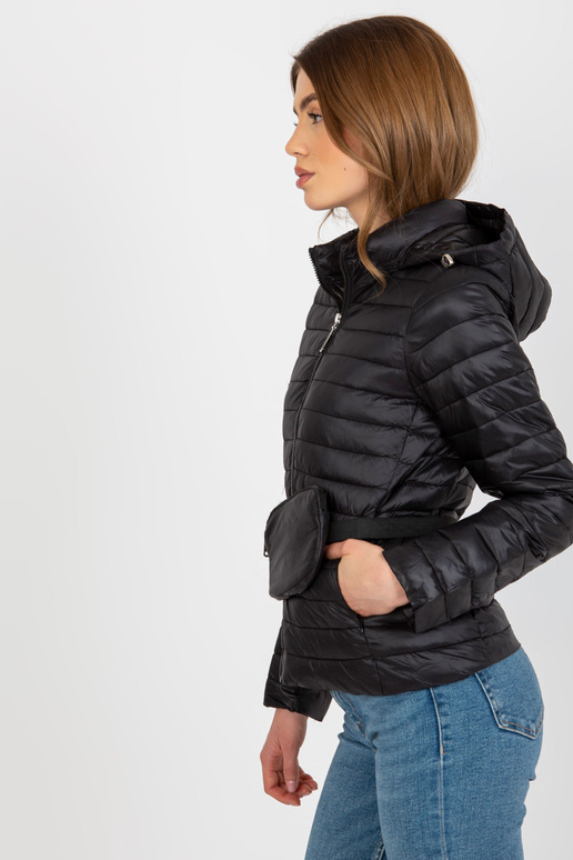 Melna pārejas stepēta jaka ar kapuci...