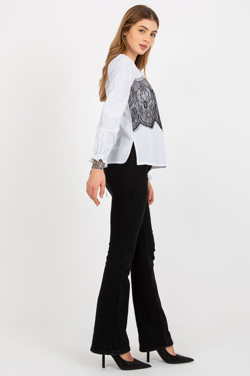 Balta un melna punktveida blūze ar...