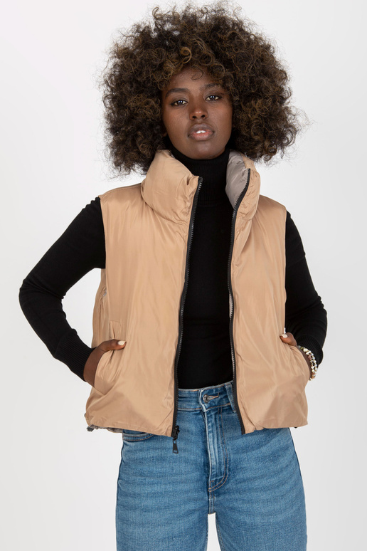 Gaiši pelēka divpusēja dūnu veste ar...