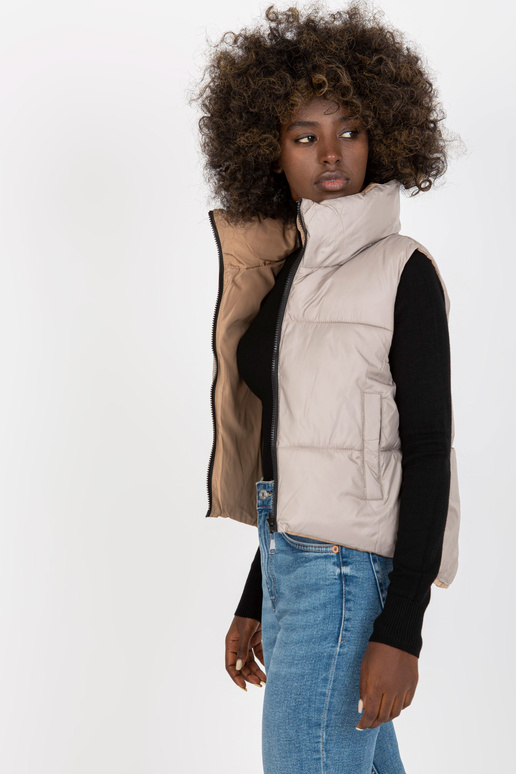 Gaiši pelēka divpusēja dūnu veste ar...