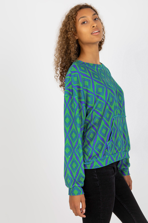 Zaļi un zili raksta velūra džemperis...