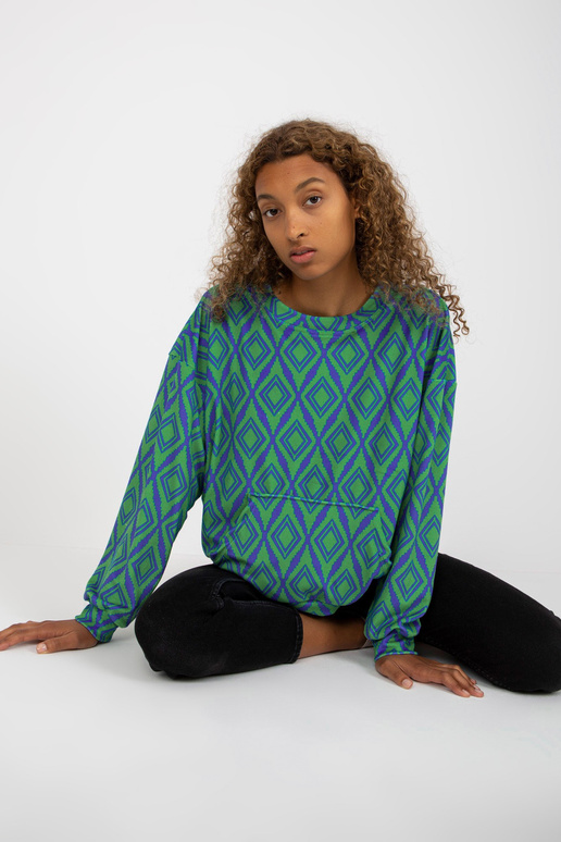 Zaļi un zili raksta velūra džemperis...