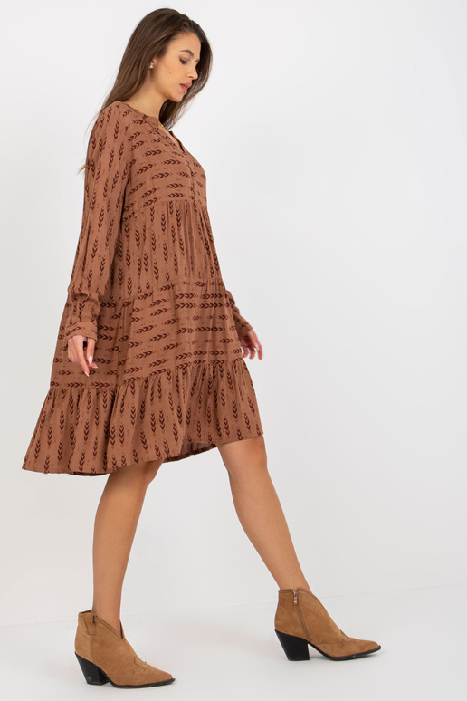 Brūna brīva kleita ar apdrukām un...