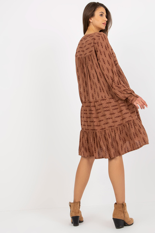 Brūna brīva kleita ar apdrukām un...