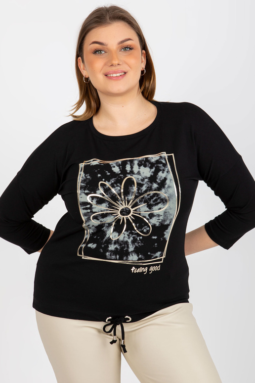 Sieviešu melna plus izmēra blūze ar...