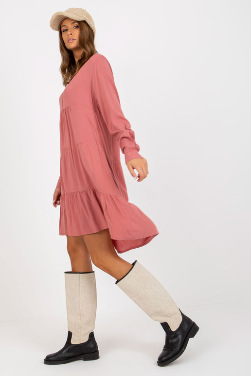 Brudnoróżowa boho sukienka oversize z...