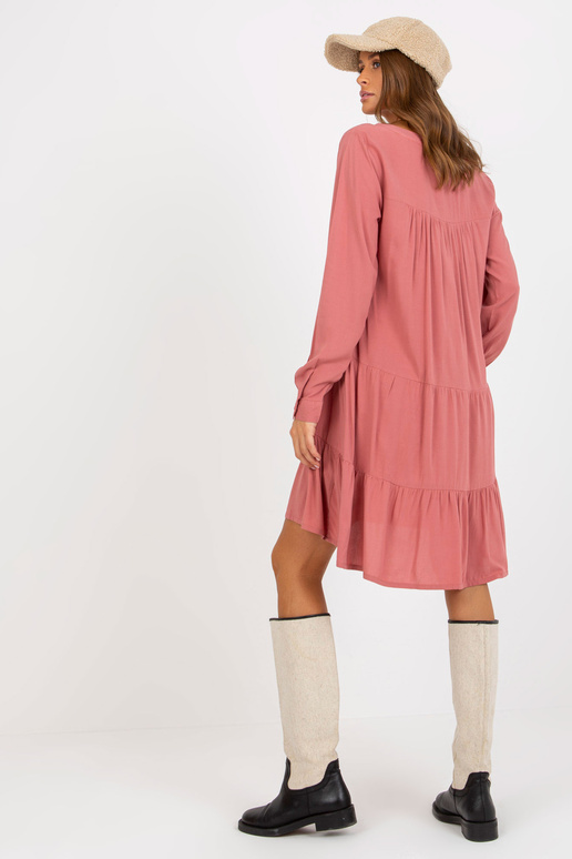 Brudnoróżowa boho sukienka oversize z...