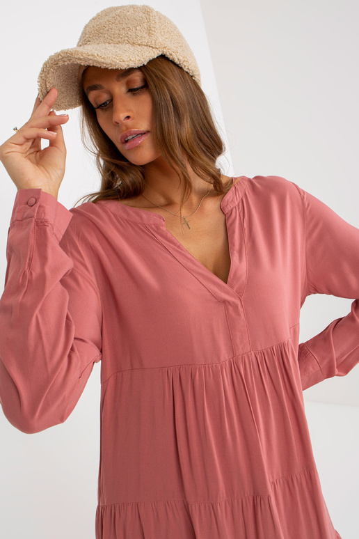 Brudnoróżowa boho sukienka oversize z...