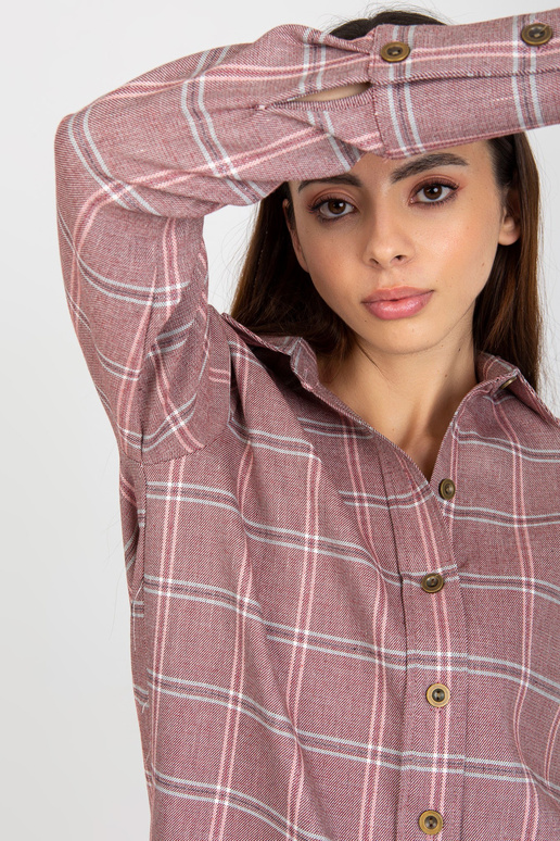 Gaiši rozā sieviešu rūtains krekls ar...