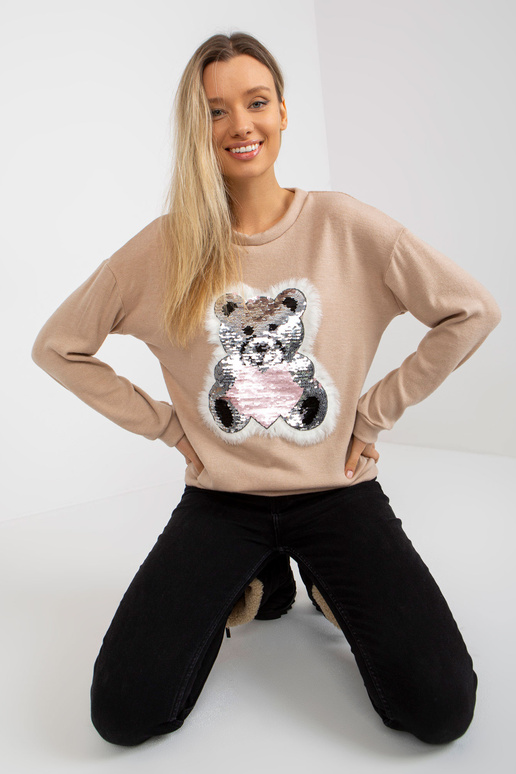 Bēšs sieviešu klasisks džemperis ar...