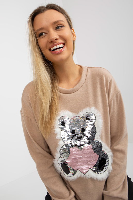 Bēšs sieviešu klasisks džemperis ar...