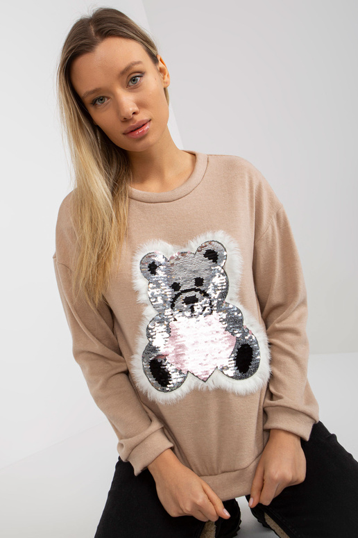 Bēšs sieviešu klasisks džemperis ar...