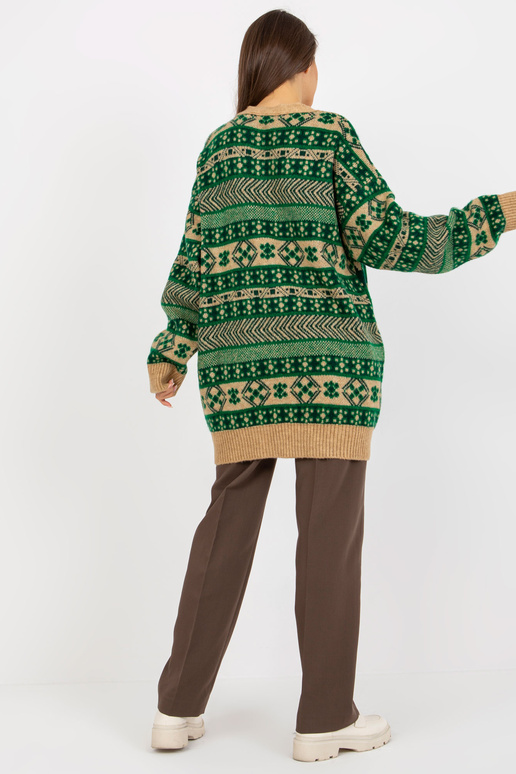 Grüner Camel Oversize-Jaka ar Musternu