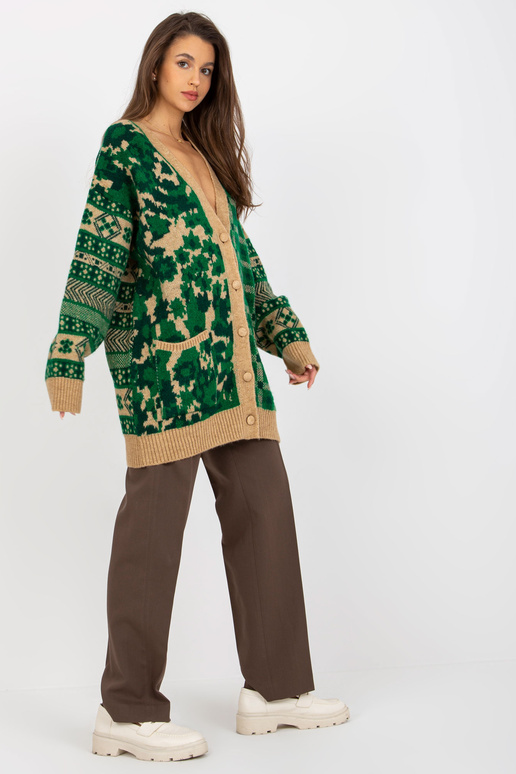 Grüner Camel Oversize-Jaka ar Musternu