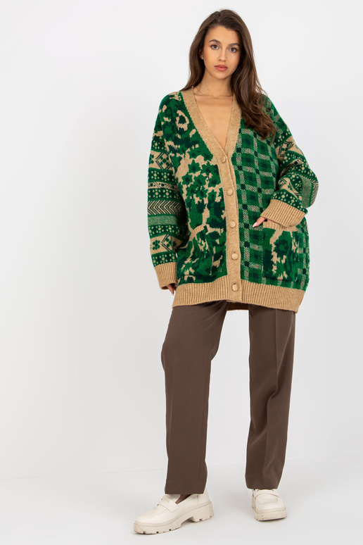 Grüner Camel Oversize-Jaka ar Musternu