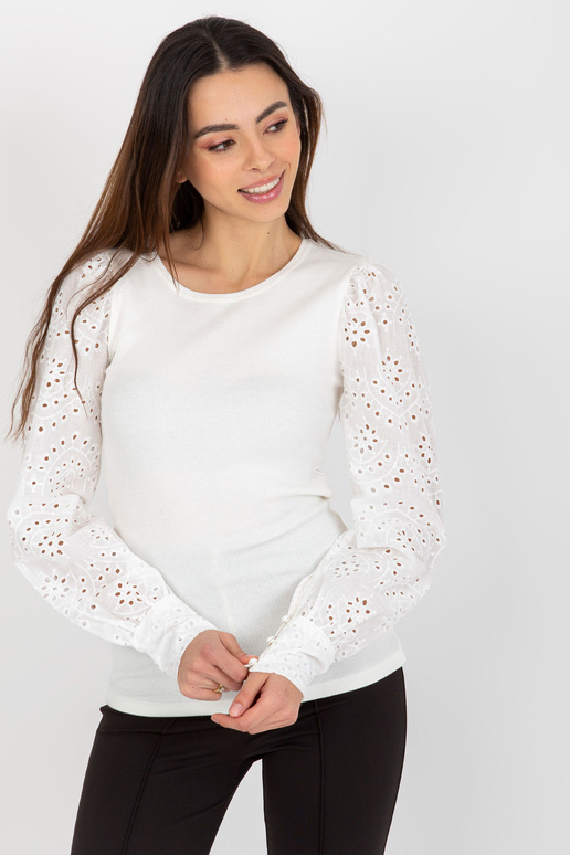 Balta rievota svinīga blūze ar ažūra...