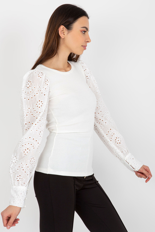 Balta rievota svinīga blūze ar ažūra...