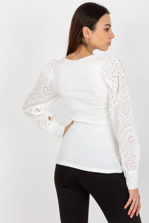 Balta rievota svinīga blūze ar ažūra...