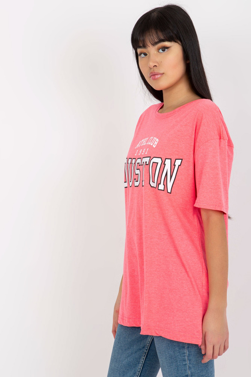 Fluo Rozā brīvs sieviešu T-krekls ar...