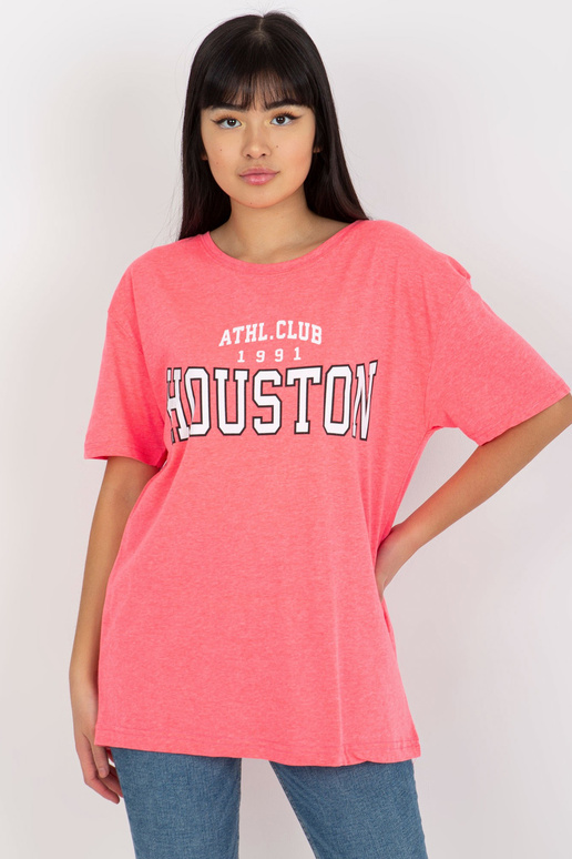 Fluo Rozā brīvs sieviešu T-krekls ar...