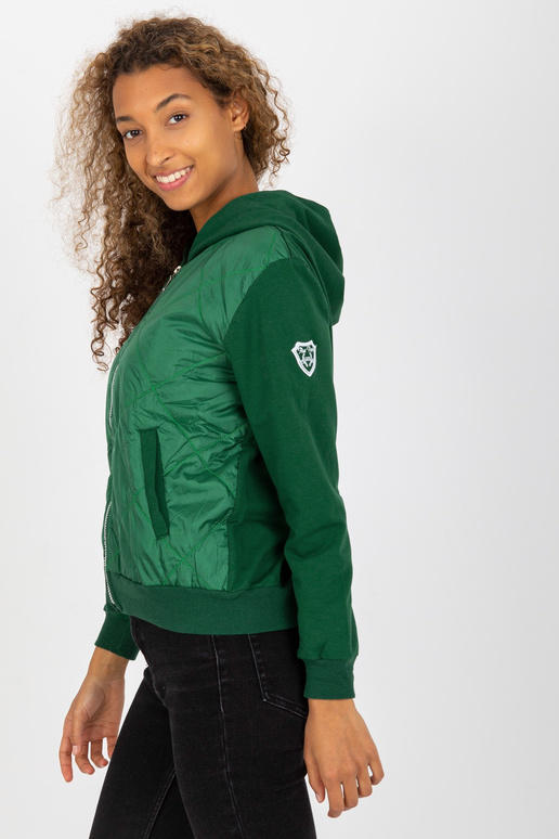 Tumši zaļš sieviešu džemperis ar...