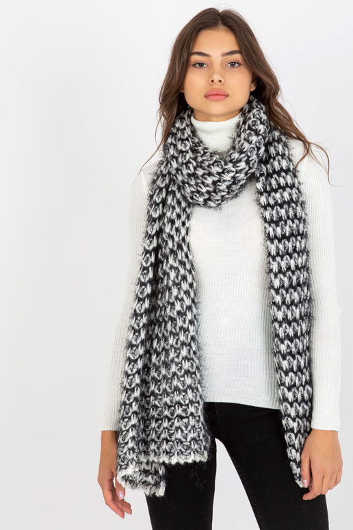 Balta un melna melanža ziemas šalle