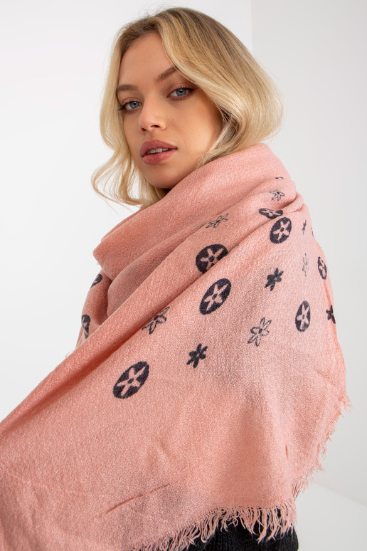 Brudnoróżowa damska chusta z nadrukiem