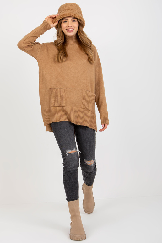 Kamieļu garš oversize džemperis ar...