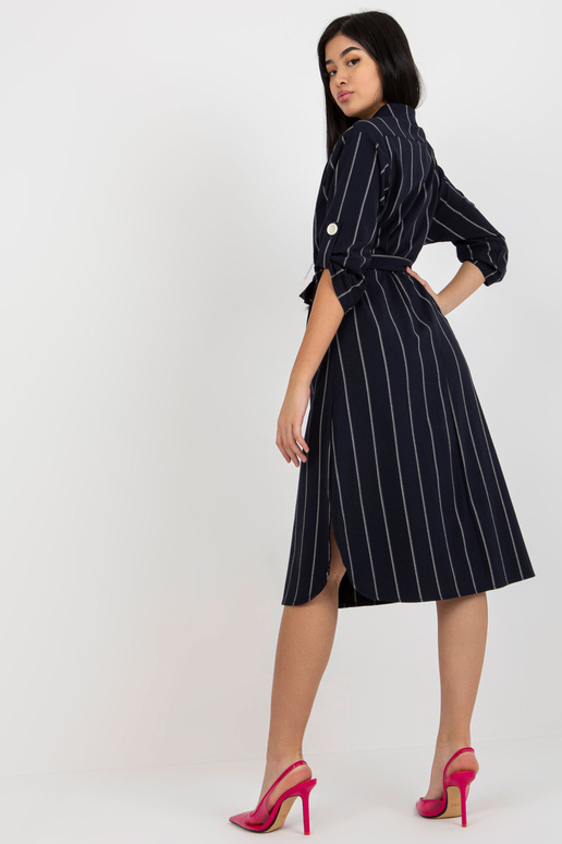 Tumši zila svītraina kreklkleita ar...