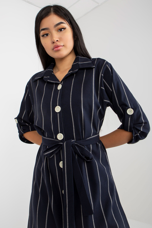 Tumši zila svītraina kreklkleita ar...