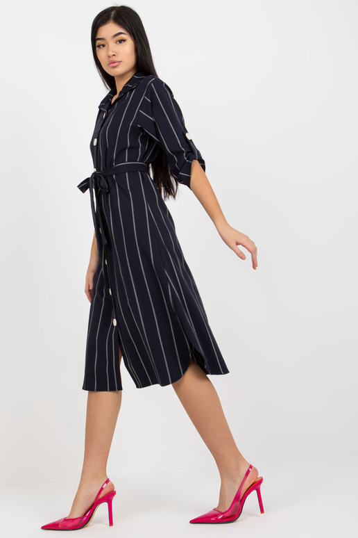 Tumši zila svītraina kreklkleita ar...