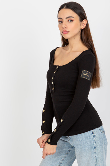 Melna pieguloša blūze ar...