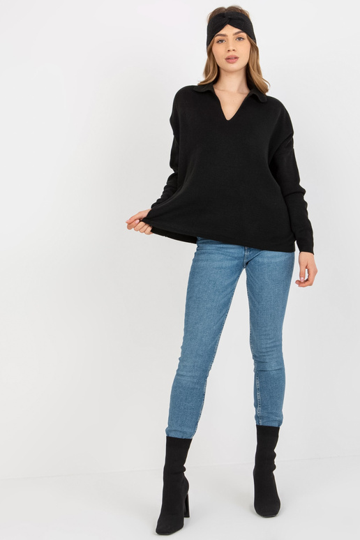 Melns vienkāršs oversize džemperis ar...