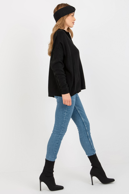 Melns vienkāršs oversize džemperis ar...