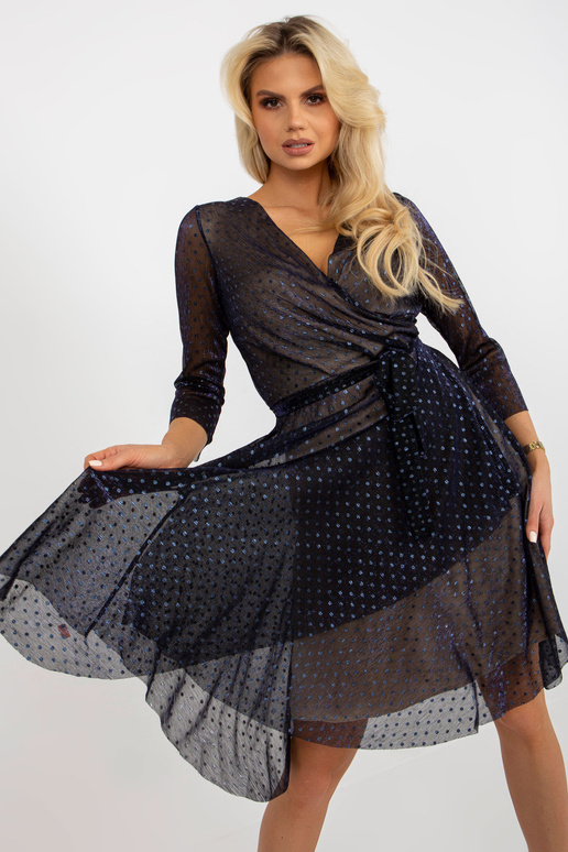 Navy Midi kokteiļkleita ar spīdīgiem...