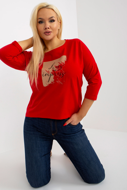 Sarkana liela izmēra kokvilnas blūze...