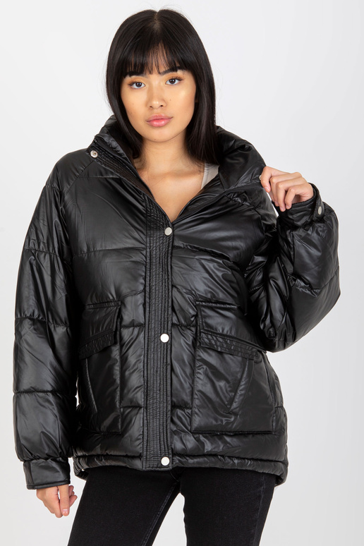 Melna dūnu stepēta ziemas jaka ar... Melna dūnu stepēta ziemas jaka ar...