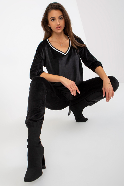 Schwarzes 2-teiliges Veloursset ar...