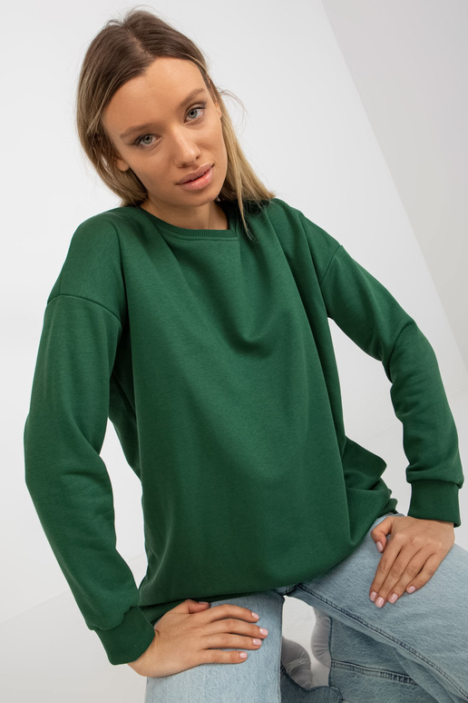 Tumši zaļš garš džemperis ar kabatām