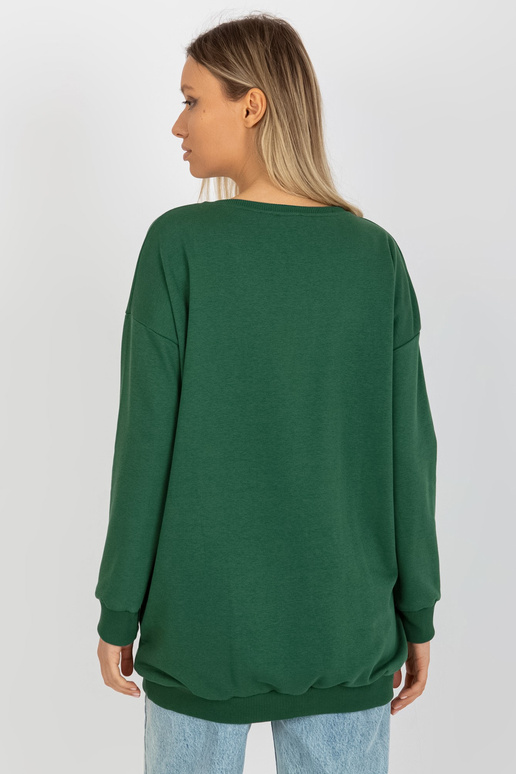 Tumši zaļš garš džemperis ar kabatām