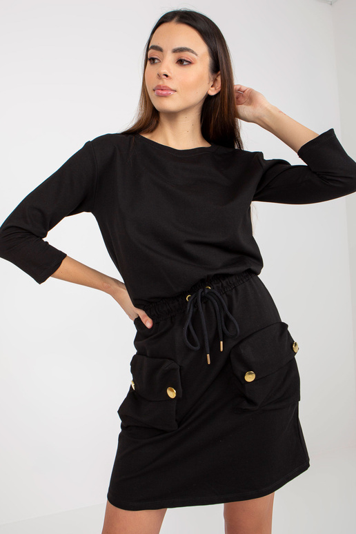 Melna ikdienas mini kleita ar kabatām...