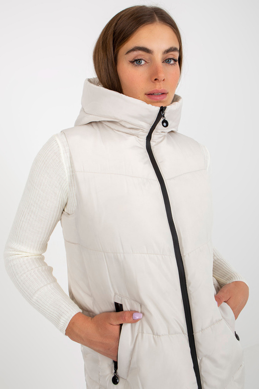 Krēmkrāsas gara dūnu veste ar kabatām