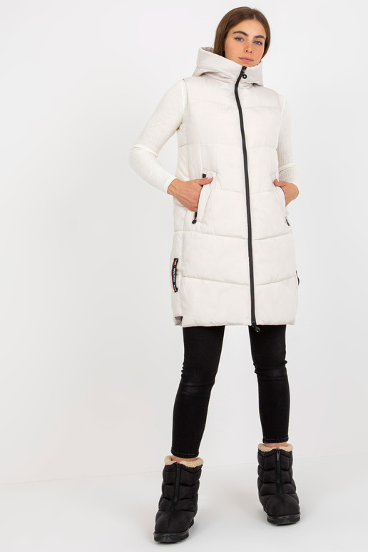 Krēmkrāsas gara dūnu veste ar kabatām