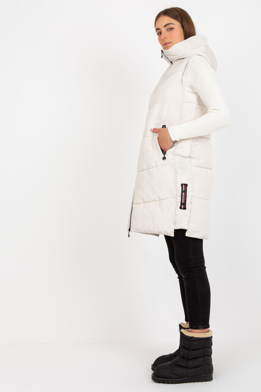 Krēmkrāsas gara dūnu veste ar kabatām