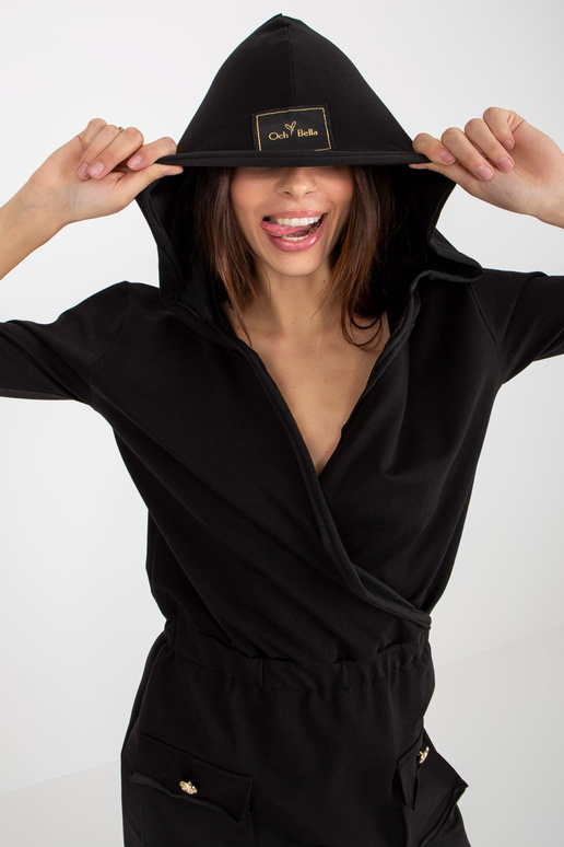 Melna ietīšana minikleita ar kabatām...