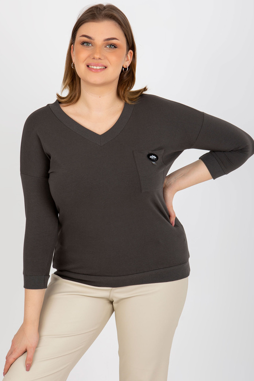 Khaki vienkrāsains liela izmēra blūze...