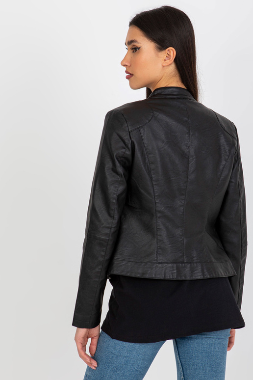 Melna eko-ādas motociklistu jaka ar...