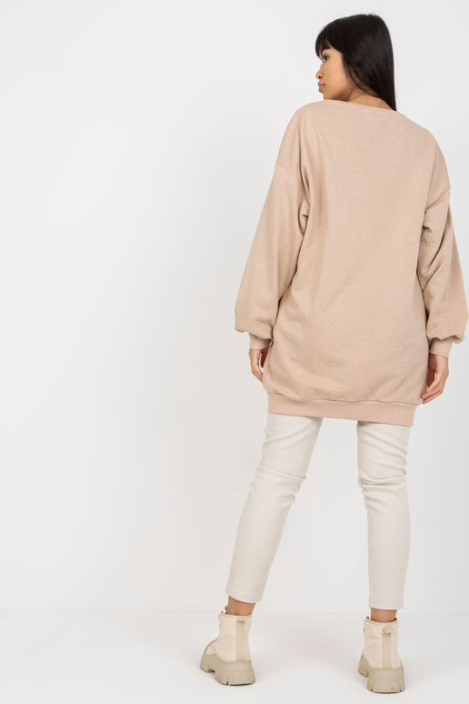 Bēšs džemperis brīvs ar apdruku un...